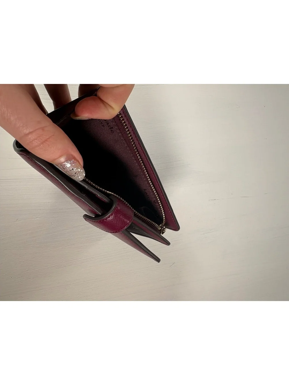 Kate Spade New York Burgundy Saffiano Leather Zip Around Wallet